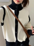 Contrast Turtleneck Buttoned Cardigan-Outfit