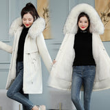2021 Fashion Long Winter Coat Women Clothing Wool Liner Hooded Parkas Slim With Fur Collar Warm Winter Jacket