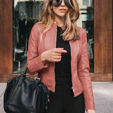 Autumn Short Coat Motorcycle Leather Jackets 2020 Fashion Faux Soft Leather Jackets Female Slim PU Jacket