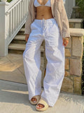 Pants Cargo Pants Women Streetwear Fashion Overalls Pocket Casual Drawstring Baggy Pants High Waist Vintage