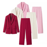 Women's Winter New Temperament Evening Dress Collar Suit Jacket + Pants