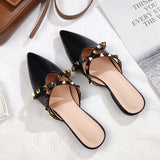New Bao Head Half Dragging Cool Drag Female Tip Flat Rivet Outside Wearing Lazy Muller Shoes Small Size