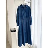 Long-Sleeved Denim Dress Loose With Denim Shirt