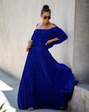 Zingj / Summer 2023 New Women's Sexy One-Line Collar Off-Shoulder Fold Chiffon Dress
