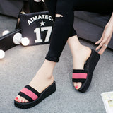Slippers Summer Bohemia Beach Sandals Red Stripes Slippers Flip Flops For Women Platform Sandals Shoes High Heel