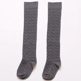 Girls' School Uniform Knee-High Sock Cable-Knit Children's Long Sock Fashion Kniekousen Kinderen Solid Color Kids