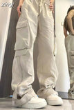 Streetwear Hip Hop Women Cargo Pants American Retro Pockets Loose Bf Wide Leg Pants Chic Casual Lady Y2K Zipper