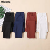 Lady Pencil Pants 2020 Women Fashion Work Wear Trousers Business Ladies Korean Style Female Black Navy blue White