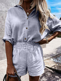 Tracksuit 2022 Shirt Shorts Two Piece Set Green Long Sleeve Top And Mini Shorts Suit Female Summer Lady Fashion