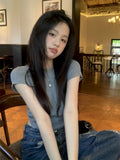 Zingj Sense With Open Back Short-Sleeved T-Shirt Women's Summer 2024 New Slim Short Hot Girl Casual Student