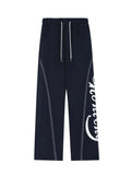 school baggy sweatpants with seams and logo