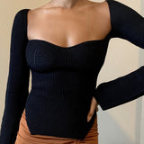 Zingj New Autumn And Winter Elastic Open Shoulder Base Knit-Outfit