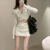 Winter New Nightclub Fashion Sexy Polo-neck Buttons Short Sweater High Waist Bodycon Mini Dress Set Women's Knitting