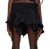 Frill Ruched Hem Mini Skirt-Outfit