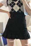 Sexy High Waist Pleated Mini Skirt Women Korean Fashion A Line Skirt Summer Preppy Style Casual All Match Black Skirt