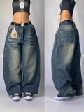Zingj Straight Jeans For Men Retro Hip-Hop Goth Street Clothing Harajuku Men's Casual Pants 102-1-Outfit