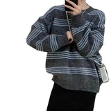 Zingj / Winter 2023 Wear A Lazy Round-Neck Top With Striped Knit And Fufu Sweater-Outfit