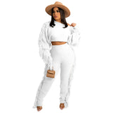 Zingj New Women's Wear Casual Solid Color Knit Long Sleeve Tassel
