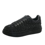 2025 New Full Of Men's And Women's Shoes Thick-Soled Sports Old Dad Shoes Women's Casual Single Shoes Water Drilling Wheat-Mei