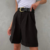 Summer Shorts Cotton High Waist Casual Women's Loose Shorts Zipper Solid Street Streetwear Sports Fashion
