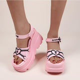 Summer Large-Size Lolita Women's Shoes Metal Chain Love Harajuku Ins Loose Cake Thick Bottom Heel