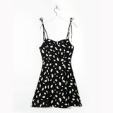 Zingj Trendy Women's Dress Print Slim Sling Skirt, Broken Flowers, Sweet, Age-Reduced Waist-Length