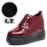 Height Patent Leather Small Leather Shoes Heel Waterproof Table Single Shoes Spring Autumn Pine Women's Shoes With Deep Mouth Plus Velvet Naked