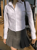 Basic Long Sleeve Button Blouse- Outfit