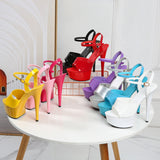 Zingj Artifact Model High Heels Thin Heel Sexy Black Waterproof Table 15Cm Hate Day Superb High Heel Sandals Female