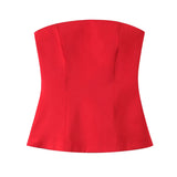 And White Tsets 2025 Spring And Summer Shoulder Repair Silk And Silk Textured Back Zipper Short Vest
