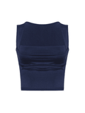 Ruched Scoop Neck Crop Tank Top- Outfit