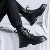2025 New Youth Cylinder Round Head High Help Thick Bottom Men With Big Head Trend Martin Boots