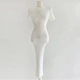 Zingj Chic Summer French Elegant Temperament Slim Thin Long Short Sleeve Wrapped Hip Knit Dress