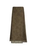 Vintage Mesh Floral Brown Maxi Skirt- Outfit