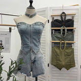 Vintage Babes Cowboy Breast Sling Sling Vest Sexy Sleeveless Hanging Neck Sleeveless Topie Girl