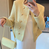 2022 Designer Fashion Spring Autumn Women Casual Short Jackets Coat Elegant England Style Lady Double Breasted