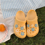 Beach Slipper Cute Cartoon Flower Deco for Hole Shoes Antislip Thicken Shoes for Women 2021 Flat Garden DIY Croc