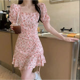 Floral Dress Gentle Wind In Women's Summer Chic Design Art Dress Korean Style Milky