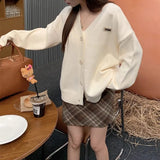 Version 2024 Spring New Style Lazy Sweater Cardigan Loose V-Neck Sweater Jacket Casual Top