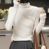 Zingj And Winter New Turtleneck Knit Sweater Bottom Shirt Jumper Pile Pile Collar Slim Thin Korean Version Inside The Women's Jacket-Outfit