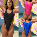 2024 Sexy Solid-Colored Bareback New Conjoined Thong Swimsuit Swimsuit