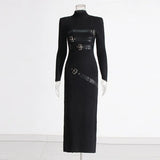 Australian Trendy Collar Long-Sleeved Dress 2025 Summer New High-End Splicing Tie Design Long