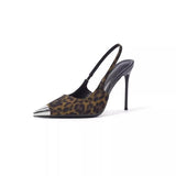 Iron Leopard Print Fine Heel High Heels Women 2025 Autumn And Winter 2025 New Small Design Light-Slip Single
