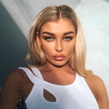Sleeveless Summer White Womens Tank Top Bandage Hollow Out Ribbed Crop Tops Tees Fashion Fitness Mini Vest