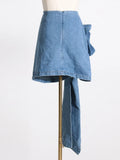 Zingj Spring New Stereo Rose Decorative Design Sense High Waist Show Thin Denim Skirt Women's A Word Wrap Hip