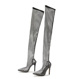 Shoes Sexy Cannon Shoes High-Heeled Over-The-Knee Water Drill Large Size Mesh Lace Summer