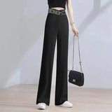 Silk Wide Leg Pants Women Summer New High Waist Hanging Feeling Loose Waist Straight Barrel Loose White Drag Long
