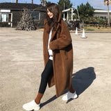 Women Solid Fur Coat Long Sleeve Casual Fleece Jacket Female Turn Down Collar Long Teddy Coat