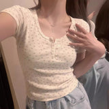 U-neck Floral Short Sleeve TeeOutfit