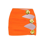 Solid Color Thoracic Split Swimsuit Women 2025 New Bikini Skirt Three-Piece Set Sexy